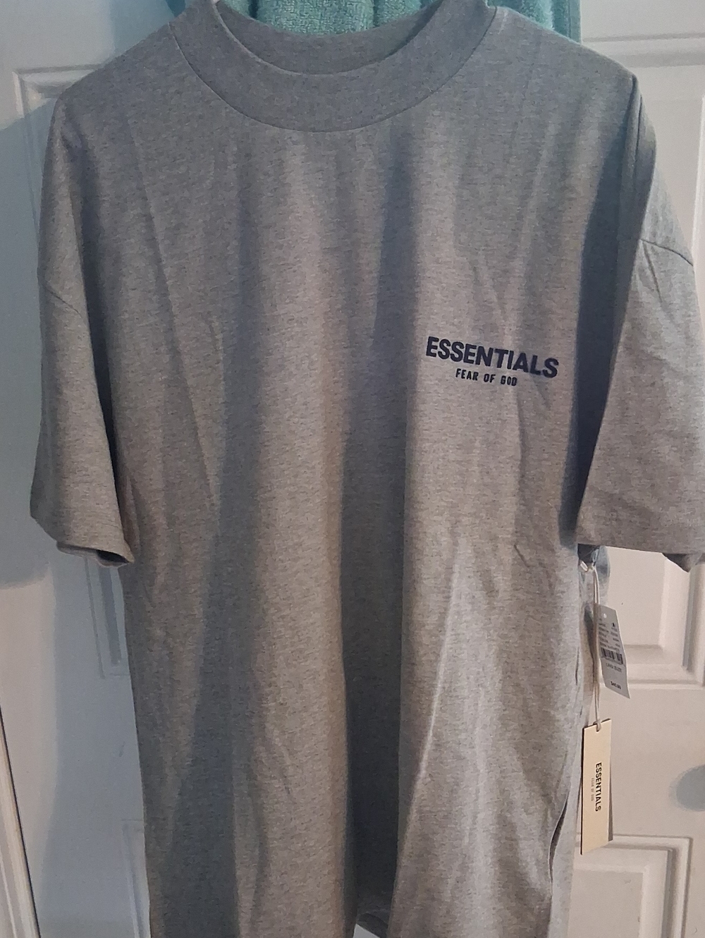 Fear of God Essentials Men's Dark Oatmeal Short Sleeve Logo Tee - Crewneck